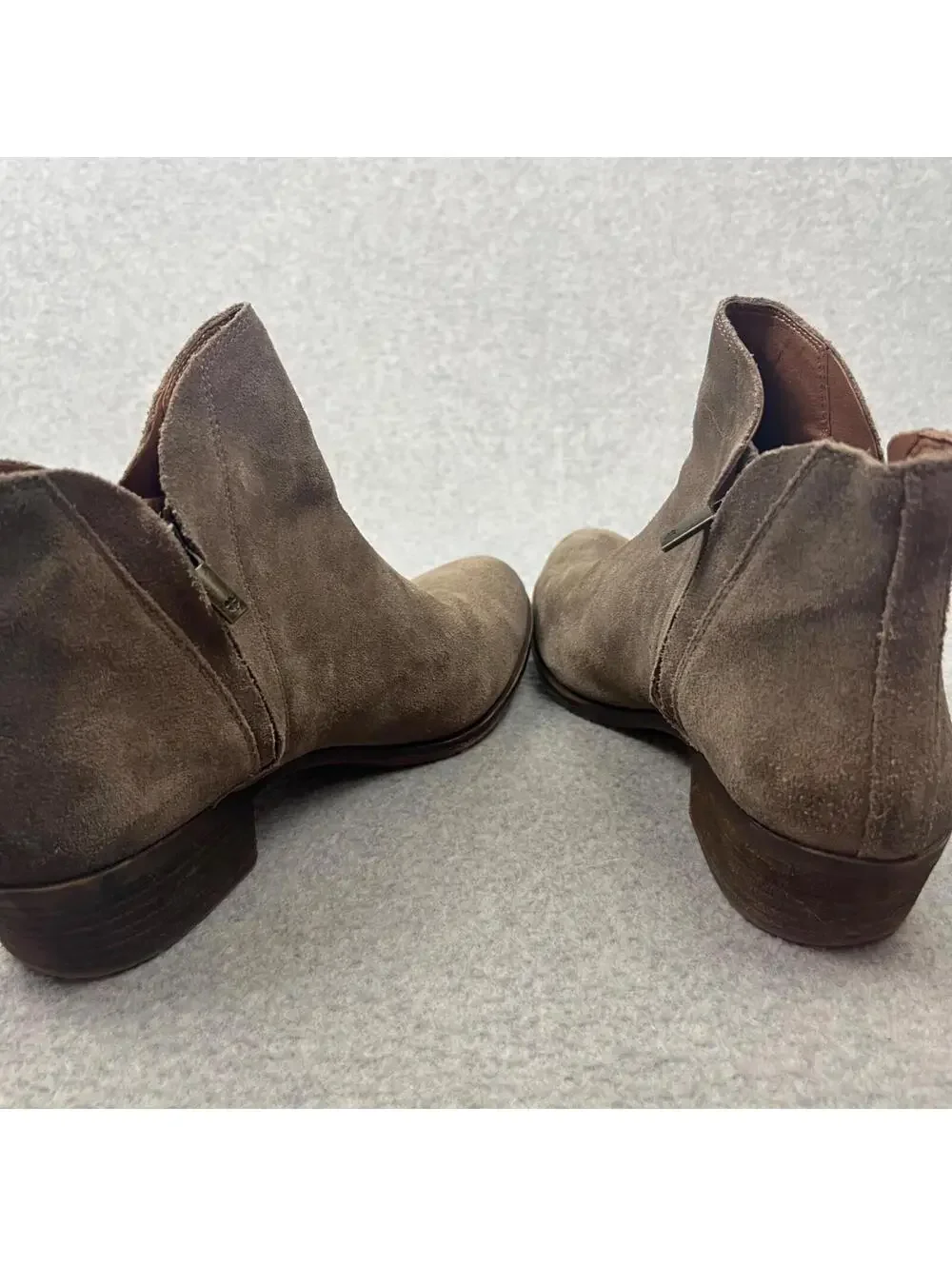 Lucky Brand Womens Low Cut Booties Boots 9 Leather beige Casual Winter